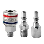 Kit Engate Rápido Macho com Adaptador Macho e Adaptador Fêmea 1/4 Pol. BSP em Aço