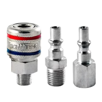 Kit Engate Rápido Macho com Adaptador Macho e Adaptador Fêmea 1/4 Pol. BSP em Aço